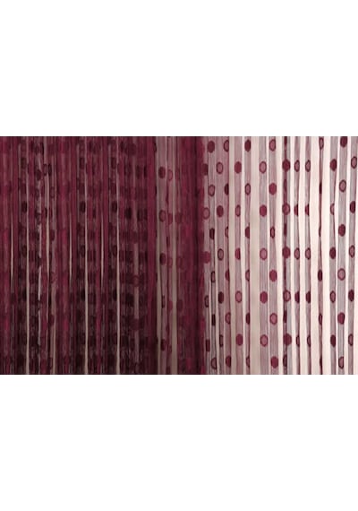 Küçük Puanlı Model Bordo Renk Hazır Ip Perde 300x270 Cm