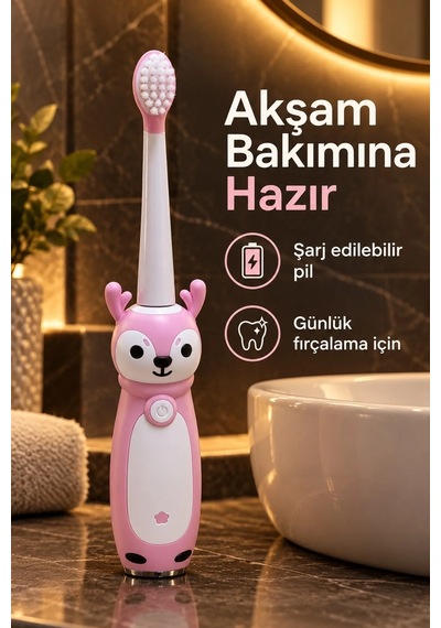 Ers Çocuk Diş Fırçası Pembe Gövdeli Açma Kapama Düğmeli