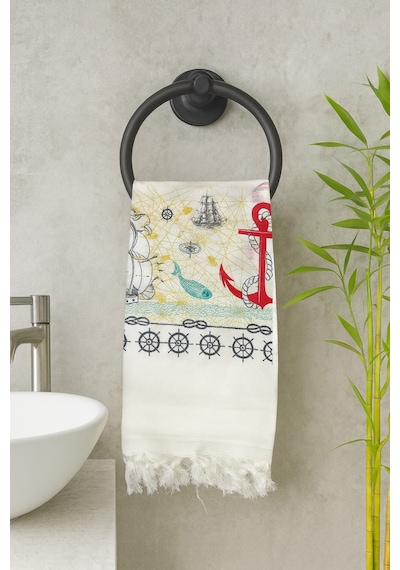 Bambu Baskılı Plaj Havlusu Peştemali Organik Bambu 90x170 İnce Peştemal Çapa