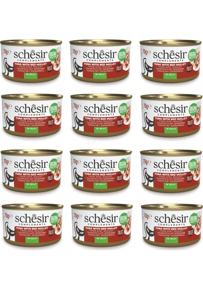 Schesir Ton Ve Barbun Balıklı Jöleli Tamamlayıcı Kedi Konservesi 70 Gr. X 12 Adet