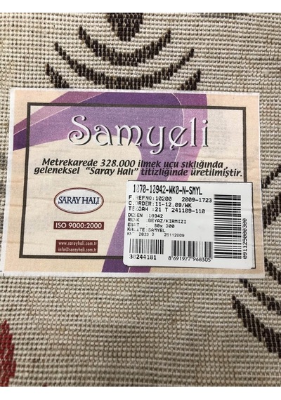Saray Halı Samyeli 10942 Wk 80X300 Krem Kırmızı Gri Yolluk !