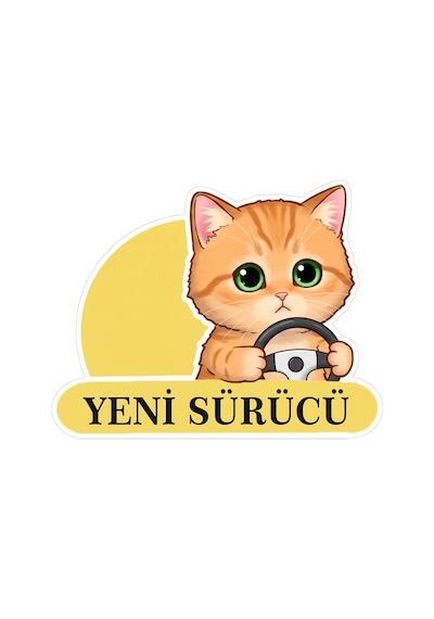 Yeni Sürücü Sevimli Kedi Araba Etiketi & Sticker