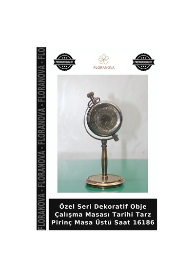 Özel Seri Dekoratif Obje Çalışma Masası Tarihi Tarz Pirinç Masa Üstü Saat 16186 Çok Renkli