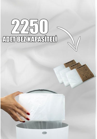 Korbell 16 Lt Kirli Bebek Bezi Kovaları Ile Uyumlu 2250 Bebek Bezi Kapasiteli Beyaz Sabun Kokulu 3 Paket Yerli Çöp