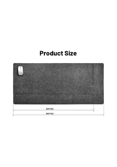 Büyük Keçe Sümen Oyun Mouse Pad Klavye Mat Masa Koruyucu 3mm Antrasit Renk 80x30cm