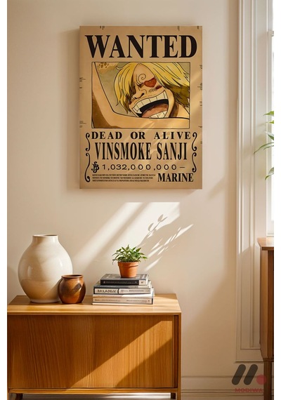 One Piece Vinsmoke Sanji Wanted Poster, Çerçevesiz Yüksek Kalite Duvar Afişi - Anime Severlere Özel