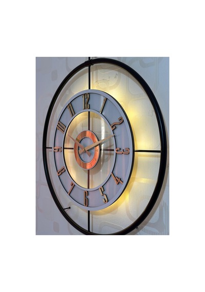 Pey Aksesuar Metal Camlı Duvar Saati 60x80 Cm Büyük Boy Işıklı Gerçek Cam Siyah-seffaf-beyaz-gold M61-siyah-seffaf-beyaz-gold