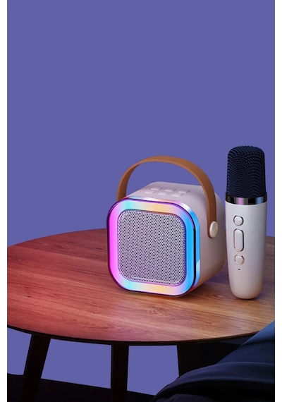 K12 Taşınabilir Kablosuz Mikrofonlu Karaoke Mini Bluetooth Hoparlör