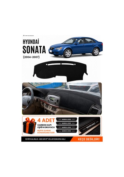 Hyundai Sonata 2004-2007 Uyumlu Torpido Koruma, Torpido Örtüsü, Torpido Kılıfı - Siyah - Hu029