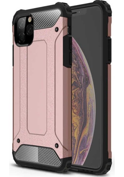 Kilifone - Apple Uyumlu iPhone 11 Pro Max - Kılıf Çift Katman Zırh Tank Crash Military Kapak - Rose Gold