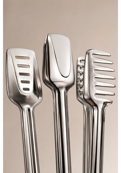 Marino 3 Lü Paslanmaz Çelik Servis Maşası Seti 23 Cm Makarna, Salata, Izgara, Ekmek Ve Açık Büfe İçin Metal Maşa