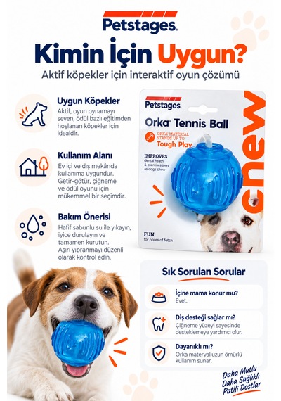 Petstages Orka Tennis Ball Ödül Maması Hazneli Top Köpek Oyuncağı - Parçalanmaya Dayanıklı