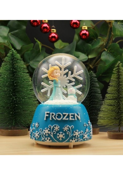 Frozen Temalı Büyük Boy Püskürtmeli Işıklı Ve Müzikli Kar Küresi-mavi