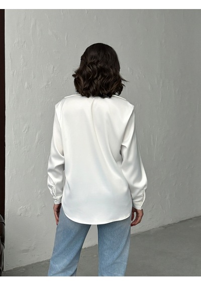 Verymoda Saten Gömlek - F2062 Krem