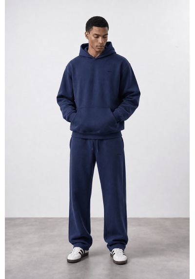Erkek Respire Basic Oversize Hoodie Lacivert