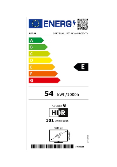 Regal 50R75UA11 50" 4K Ultra HD Android Smart LED TV