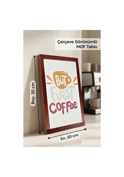 Modern Kahve Temalı Ahşap Mdf Tablo - 20x30 Cm Çerçeve Görünümlü Mutfak Duvar Dekorasyonu