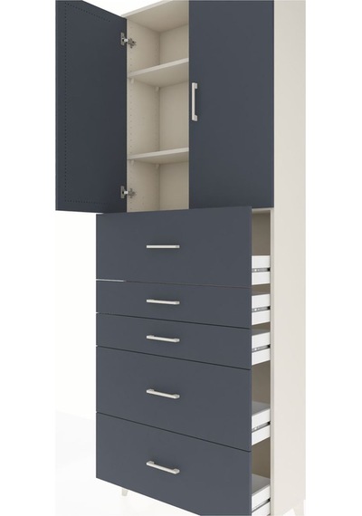 Arges Dolap 3 Raflı 5 Çekmeceli 2 Kapaklı 88x30x243 Aytaşı-an... Aytaşı