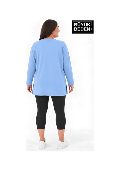 Süperlife Kadın Tunik Büyük Beden İnce Sweatshırt Spr26btk990 Blue