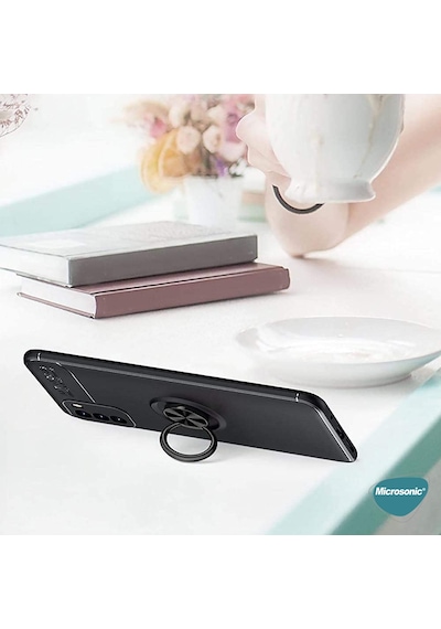 Microsonic Samsung Uyumlu Galaxy A52 Kılıf Kickstand Ring Holder