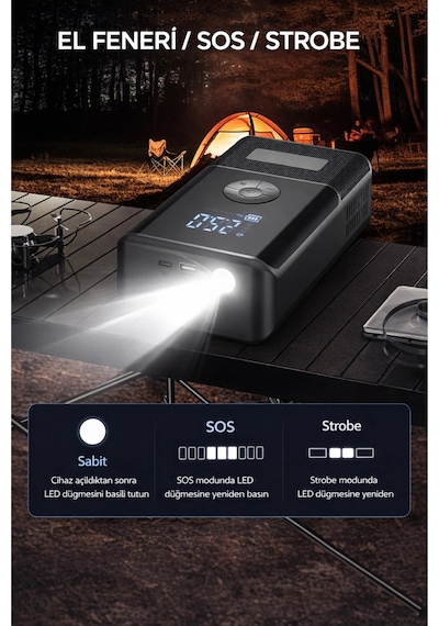 Syotech Dk002 10.000 Mah Taşınabilir Araç Akü Takviye Cihazı Ve Hava Kompresörlü