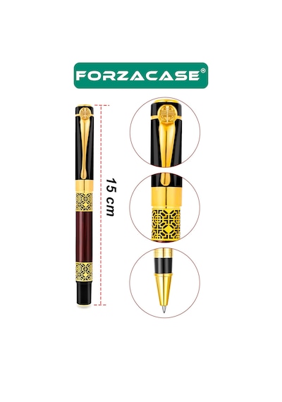 Gold Desen İşlemeli Kutulu Metal Roller Kalem - Fc956k