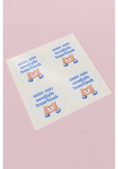 Sevgiyle Hazırlandı Mavi Sticker 3x3cm St2269 Çok Renkli