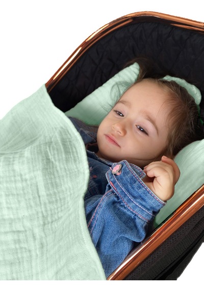Joyous Mom Kids 4 Katlı Müslin Pike Bebek Çocuk Uyku Seti Pamuk Puset Örtü Yeşil
