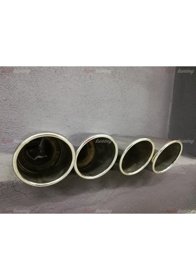 Yuvarlak Eğik Ağız 90mm Çift Çıkış Egzoz Ucu. Sağ Sol Takım N11.205
