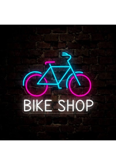 Bıke Shop Yazılı Ve Şekilli Neon Tabela Çok Renkli