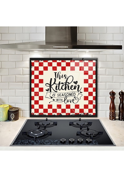 Decorita Cam Ocak Arkası Koruyucu | Kitchen Love | 52cm x 60cm