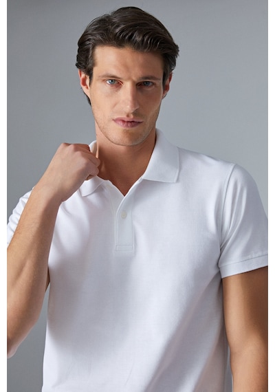 Grımelange MONAGHAN Erkek Polo Yaka Relaxed Fit Patlı Düğmeli Kısa Kollu Beyaz T-Shirt Grımelange MONAGHAN Erkek Polo Yaka Relaxed Fit Patlı Düğmeli Kısa Kollu Beyaz T-Shirt