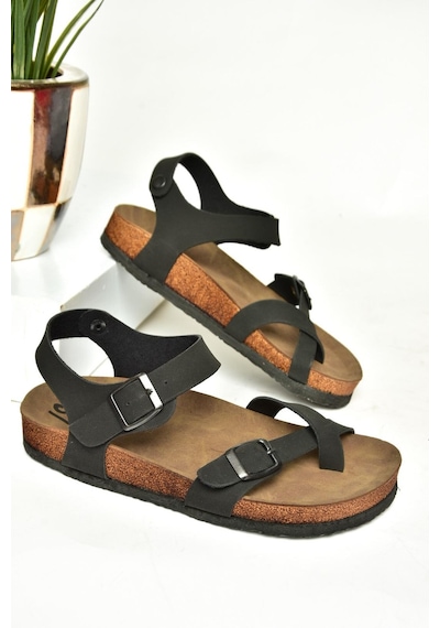 Fox Shoes H777786002 Siyah Süet Kadın Sandalet Siyah-süet Siyah