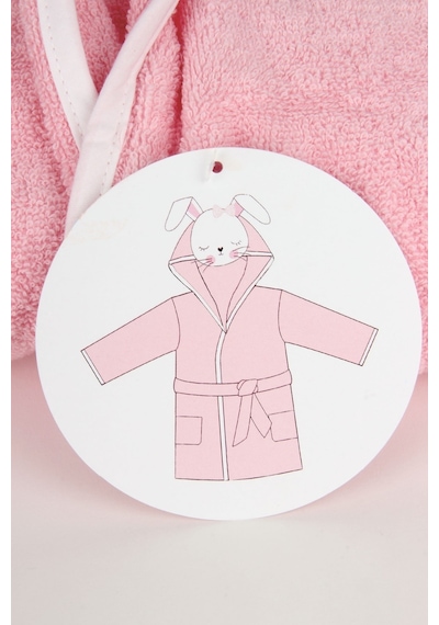 Baveno %100 Pamuklu Kedi Desenli Çocuk Bornozu Pembe