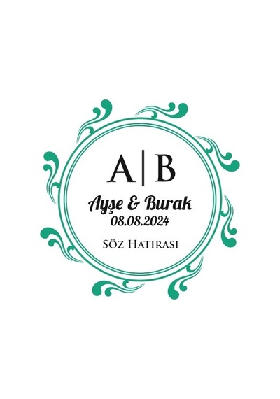 Dalgalı Kenarlı Kare Mühür Kına Nişan Düğün 3x3 Cm Özel Etiket / 50 Adet Sticker Beyaz
