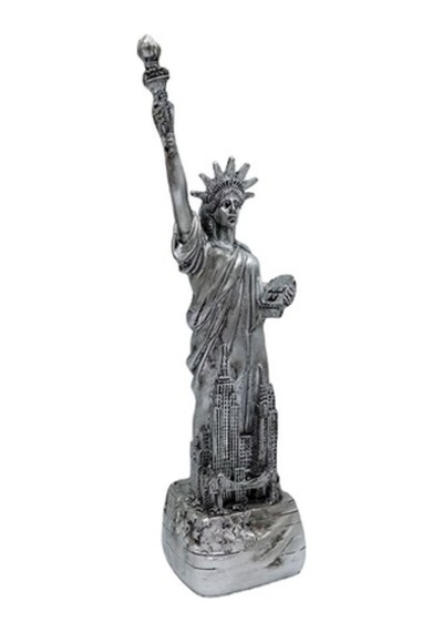 Abd New York Özgürlük Heykeli Reçine Gümüş Renk 20 Cm