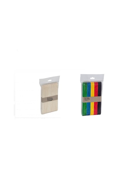 Lider & Nevada Natural Ve Renkli Dil Çubuğu Geniş Ahşap Abeslang 50'li 1 Er Paket