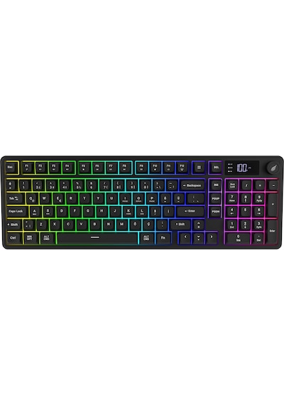 Hk258 Membrane Lcd Rgb Kablosuz/bluetooth Siyah Full Türkçe Gaming Oyuncu Klavye