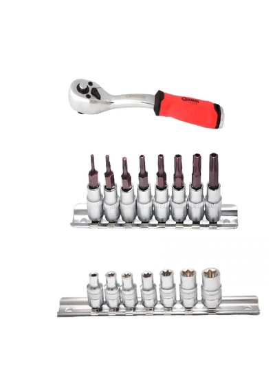 Arm 1/4 Lokma Cırcır Kolu 72 Diş Delikli Torx Bits Uç Seti 1/4 E Lokma Takımı