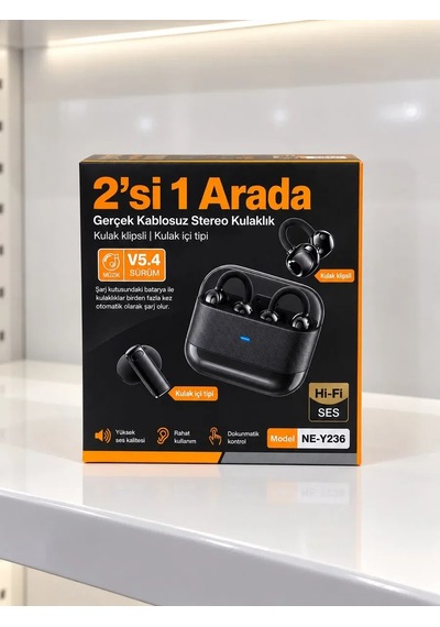 4 Lü Kablosuz Bluetooth Kulaklık Klipsli Ve Kulak İçi Tasarım Siyah Diğer