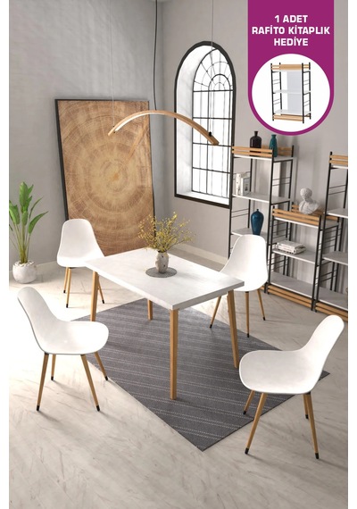 Vilinze Eames Sandalye Avanos Ahşap Mdf Mutfak Masası Takımı - 70x120 Cm Beyaz Vilinze Eames Sandalye Avanos Ahşap Mdf Mutfak Masası Takımı - 70x120 Cm Beyaz