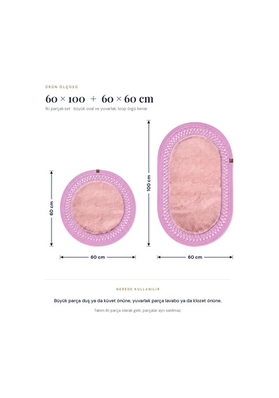 Banyo Paspası Takımı 60x100+60x60 Cm İç Trikot Pembe & Pembe