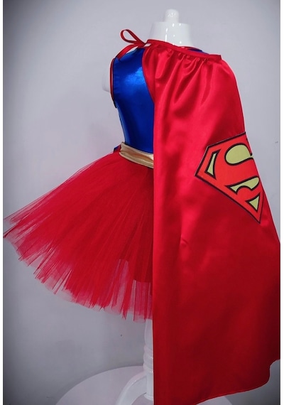 Supergirl Kız Çocuk Doğumgünü Elbisesi & Parti Kostümü