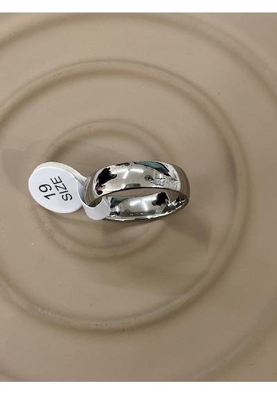 Premium Gümüş Renk Şık Ve Parlak Klasik Alyans Model 316l Çelik Yüzük 19 Ölçü