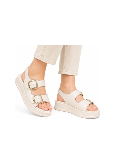 Trendyshose 06474 Rahat Anatomic Toka Ayarlanabilir Garantılı Kadın Sandalet Bej