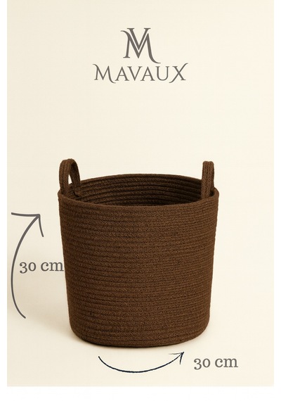 Mavaux Çok Amaçlı, 30cm-30cm Orta Boy, Yanları Saplı, Jüt, Hasır, Dokuma Sepet, Düzenleyici Organizer Kahverengi