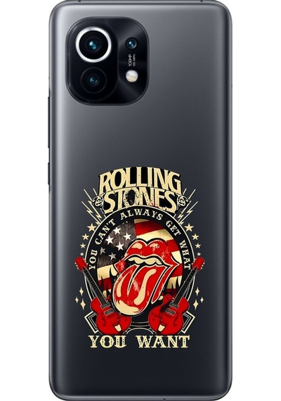 Xiaomi Mi 11 Uyumlu Şeffaf Kılıf Rolling Stones Tasarımlı