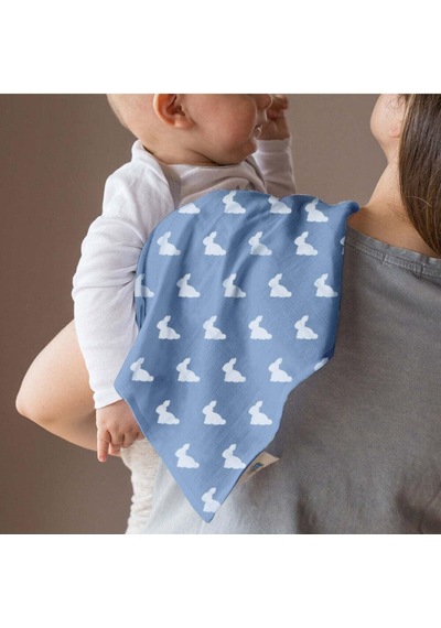 %100 Pamuk Müslin Bebek Omuz Bezi 5li - Mono Lapin Royal Blue Omzbez-05l-000ryb