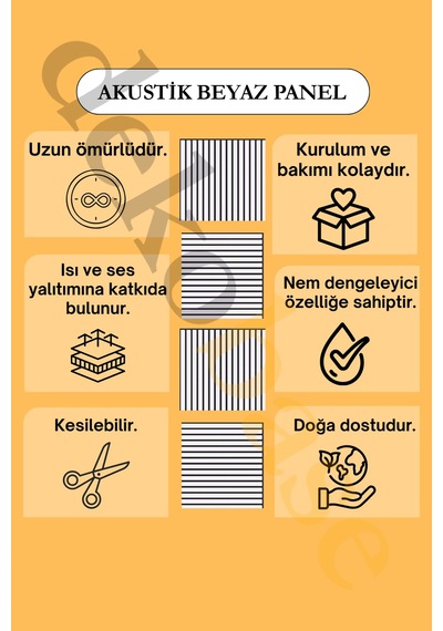 Beyaz 40x40cm Yeni Nesil Akustik Ahşap Duvar Paneli