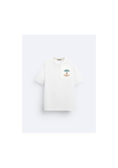 Oversize Unisex Ekru T-shirt - Hayat Ağacı Ekru